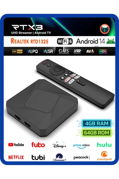 Everbox Rt-x3 4k Android 14.0 Tv Box 4+64gb Realtek Rtd1325 Yapay