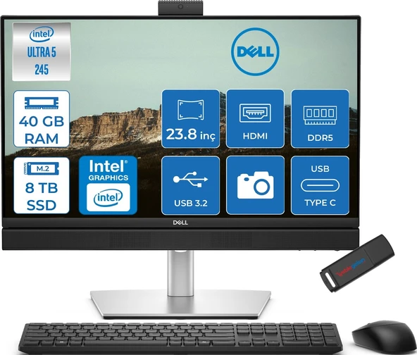 極速SSD128GB Dell一体型PC Win11Pro Office2024 Dell Pro Plus All-In-One Intel Core Ultra 5 245 5.1ghz 40GB Ddr5