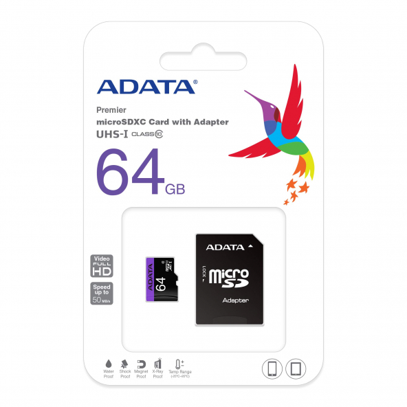 Adata Premier 64 GB AUSDX64GUICL10-RA1 80MB/s UHS-I Class10 Micro